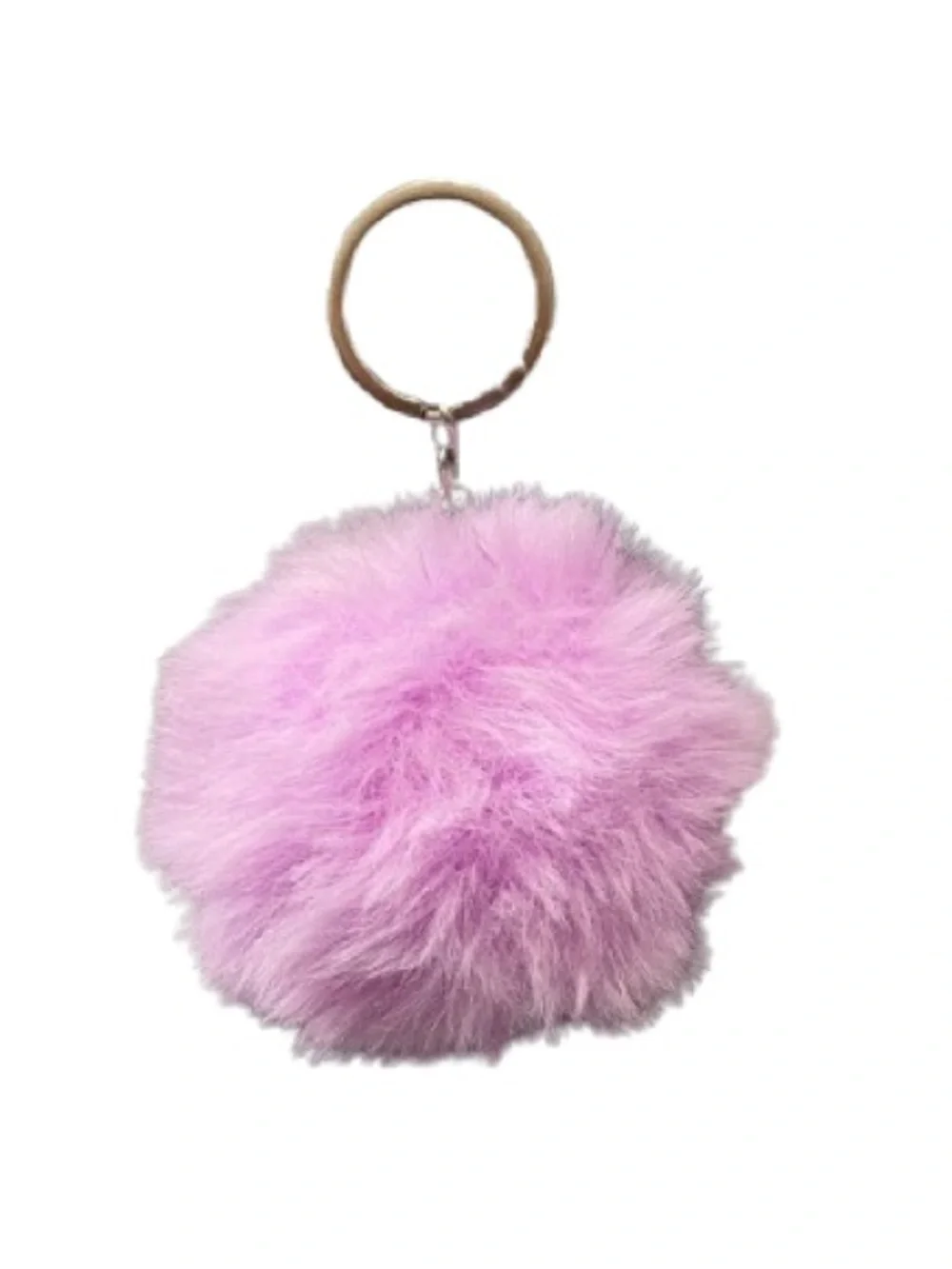Keychain-Fluffy Faux Fur Pink Pom Pom -New